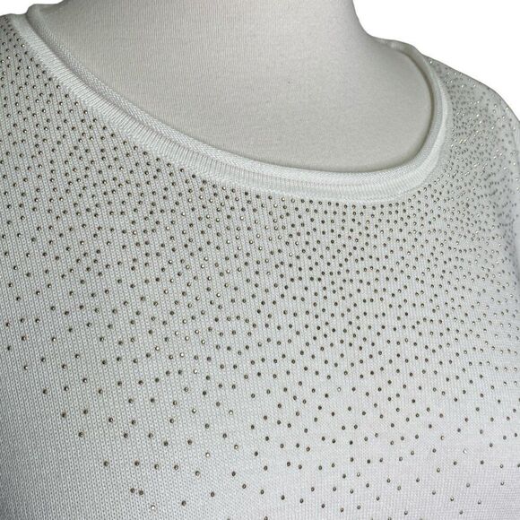 Calvin Klein Sweater White Studded Neckline Size Medium - Picture 5 of 7